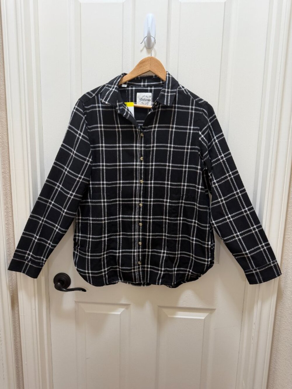 JACHS Girlfriend Women's Relax Fit Flannel Button Front Shirt Size S Plaid NEW